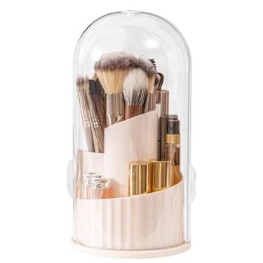 Imagem de Organizador de pincéis de maquiagem, recipiente de joias | Recipientes de armazenamento rotativos de 360 graus com tampa para escovas de cosméticos, viagens, banheiro, mesa, organização de penteadeira