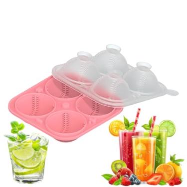 Imagem de Molde de gelo – Máquina de bola de gelo de uísque de beisebol reutilizável | Molde de artesanato, formas divertidas, esfera redonda de liberação fácil para conhaque de uísque Bourbon, coquetéis