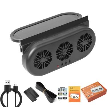 Imagem de HUANGGG 3 coolers ventilador de carro energia solar ventilação de arrefecimento exaustor de carro ventilador seguro auto energia solar carro exaustor