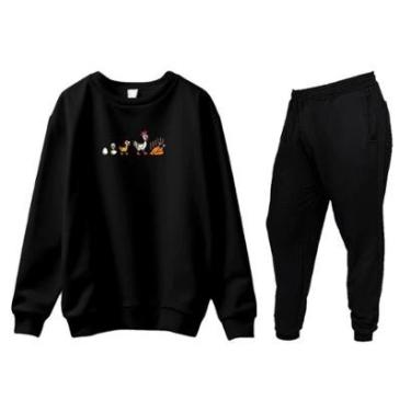 Imagem de Conjunto de Moletom Blusa Sem Capuz e Calça Jogger Estampas-Masculino