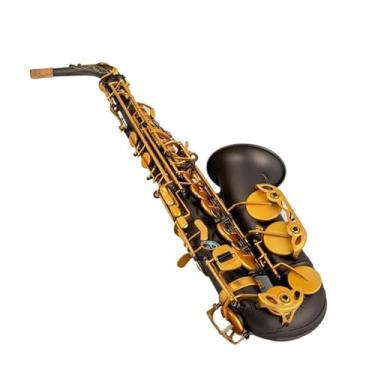 Imagem de Instrumento de saxofone adultos tipo artista saxofone alto Eb preto preto niquelado esculpido madeira profissional (A)