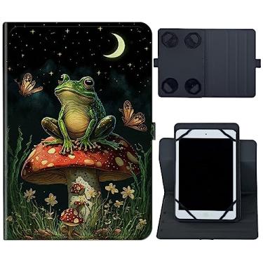 Imagem de Capa para tablet de 6 7 polegadas, capa universal para tablet eReader de 6 a 7 polegadas, suporte para tablet Kindle Series e-Reader de 7 polegadas, capa fólio com suporte giratório de 360 graus, visualização múltipla, sapo cogumelo