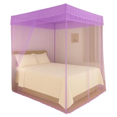 Imagem de Mosquiteiro Palácio Volta ao Mundo para Cama Casal – Sem Estrutura, Estilo Romântico, Renda Importada, Proteção Anti-Mosquito(lilas)