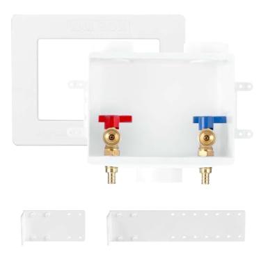 Imagem de SECKWHALE Caixa de saída de máquina de lavar premium com dreno central, crimpagem Pex de 1/2 polegada x conexão MHT de 3/4 polegadas, caixa de saída de válvula de lavadora de roupas com instruções de