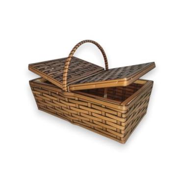 Imagem de Cesto Organizador de Bambu Tamanho G – Cesta Multiuso para Armazenar Roupas, Brinquedos ou Decorar Qualquer Ambiente (Envelhecido)