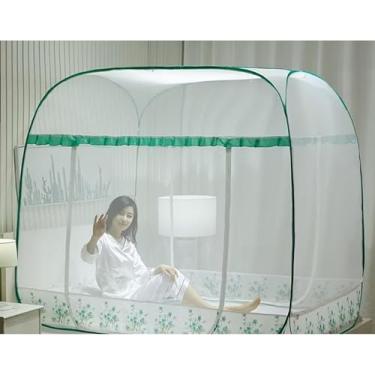 Imagem de Mosquiteiro Tipo Tenda Dobrável para Cama Casal – Proteção Contra Mosquitos, Instalação Livre, Compacto e Portátil(Verde claro,200X150)