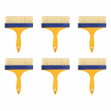 Imagem de HARFINGTON 6 pincéis de tinta, 6,7 polegadas, sem lascas, cerdas de nylon com cabo plástico amarelo para tintas, artesanato, vernizes, colas, gesso, parede, móveis, cercas, decks