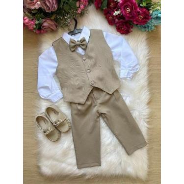 Imagem de Conjunto Miss Cherry Social Leonardo com Colete Bege e Calça Bege, Equ