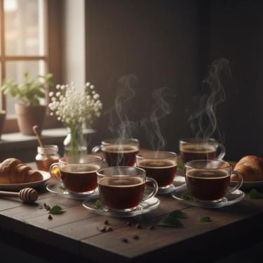 Imagem de Xícaras Café Clássica 80ml Conjunto 6 Com Pires De Vidro - Hauskraft