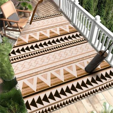 Imagem de Tapetes de varanda para ambientes externos à prova d'água, 10 x 15 cm, resistentes ao clima, para ambientes externos, tapete geométrico, antiderrapante, de veludo, para jardim, deck e acampamento