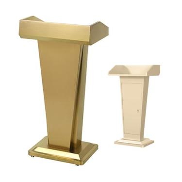 Imagem de SPXMQSS Suporte de púlpito de igreja em pé no chão, suporte de pódio de conferência de aço inoxidável com prateleira de armazenamento para auditório de conferências, sala de aula, escritório, 60 x