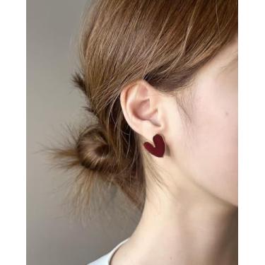 Imagem de Brincos femininos fofos de coração, amor, pequenos brincos de argola para mulheres, vintage, minimalista, dourado, joias delicadas para mulheres, One Size, Cobre, Sem pedra preciosa