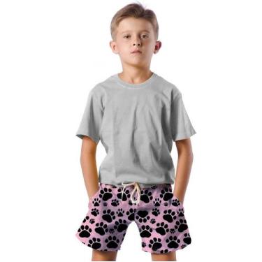 Imagem de Shorts Infantil Bermuda Calção Praia Verão Patas Pet Black Cartoon 534