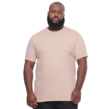 Imagem de Camiseta Plus Size Lisa Anistia Masculina Básica Algodão Areia, G1