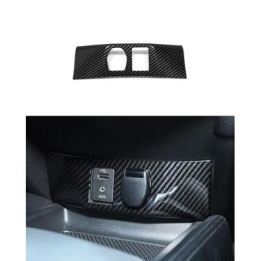 Imagem de ANUNFRRE Acessórios de carro aptos para Nissan Rogue 2017-2020 ABS interior console central soquete capa de isqueiro conjunto 1 peça (fibra de carbono)