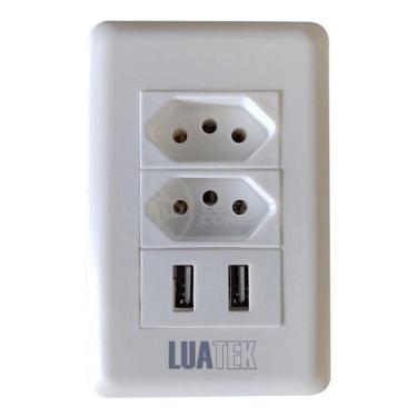 Imagem de Tomada De Parede 2 Entrada Fonte 2 Usb 5v 10a Bivolt