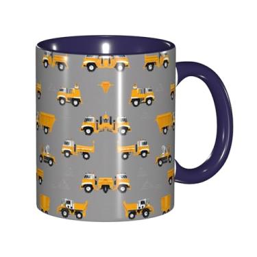 Imagem de Zeraoke Construction Trucks Print Canecas de café criativas, personalizadas, presente para família, tamanho de 325 ml, unissex