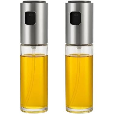 Imagem de Pulverizador de Temperos Premium, Frasco de Vidro 100ml, Spray Multiuso para Azeite, Vinagre, Óleo e Shoyu, Design Moderno em Inox, Kit com 2 Unidades, Bico Antigotejamento
