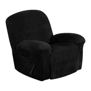 Imagem de KiBcsLic Capa para poltrona reclinável com elástico na parte inferior, em veludo lavável e, Preto