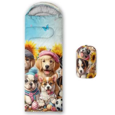 Imagem de AILONEN Sacos de dormir de desenho animado para acampamento, leves e impermeáveis, clima quente e frio para 3 estações, sacos de dormir Kawaii para crianças, meninos e meninas viajando, ao ar livre