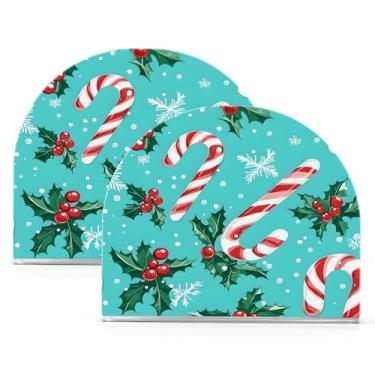 Imagem de Wassud Porta-guardanapos de acrílico com folhas de azevinho, dispensador de guardanapos de papel moderno em forma de U para mesa, cozinha, sala de jantar, bancada 2 peças (comporta 50-60 guardanapos)