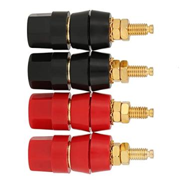 Imagem de 4 Peças Adaptador Conector de Pino Banana para Poste Ligação Alto-Falante Áudio Amplificador Console Som Microfone Instalação Fácil Fio Dourado Transm