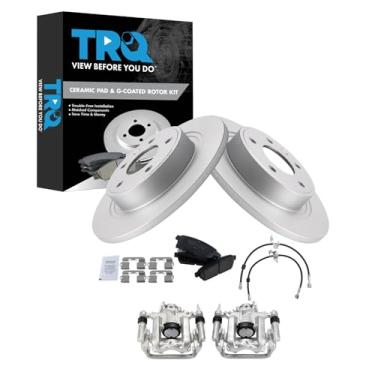 Imagem de TRQ Kit de freio traseiro e rotor de cerâmica premium G-Coated Compatível com Chevrolet Cruze 2014-2015