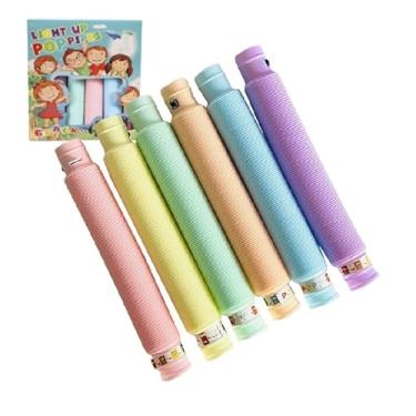 Imagem de Brinquedo Fidget Lighted Pop Tube com Luz LED Tubo Telescópico de Descompressão Sensorial Lembranças Festa Glow para Brinquedos DIY Habilidades Criati