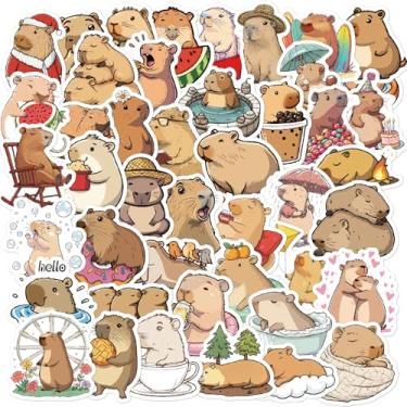 Imagem de 50PCS Capybara Stickers Cute Animal Decals for Kids Teens Adults, Cartoon Capybara Sticker for Water Bottles Laptop Luggage Skateboard, Waterproof Vinyl Kawaii Stickers Reward Decal