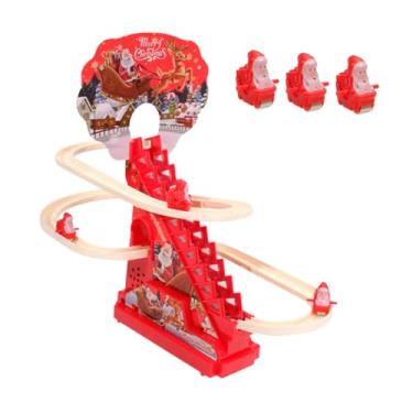 Imagem de menolana Brinquedo elétrico do Papai Noel subindo escadas com luz e música, decoração para casa, lembrancinha de festa, jogo de escorregador, brinquedo, com 6 Figuras Do Papai Noel