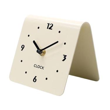 Imagem de Ｂｅｓｇａ Relógio de mesa moderno e minimalista, perfeito para quarto infantil, sala de estar, prateleira, mesa de cabeceira e decoração de casa, Bege