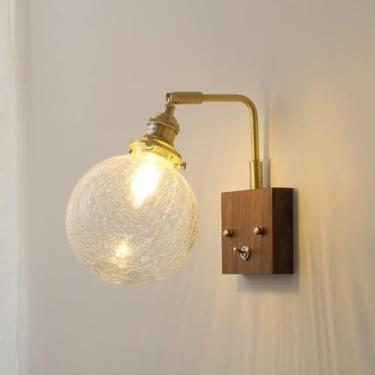 Imagem de Luminária de parede LED, arandela de parede ajustável, luminária de cabeceira vintage com globo de vidro para sala de estar, quarto e escritório.