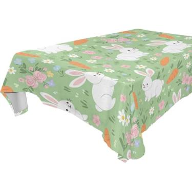 Imagem de Burbuja Toalha de mesa de cenoura de coelho, toalha de mesa quadrada anti-rugas grossa para decoração de jantar, cozinha, festa, 137 x 137 cm