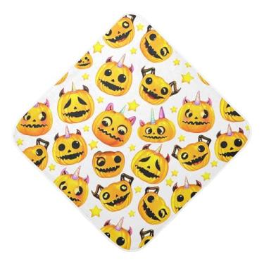 Imagem de Burbuja Toalha de banho de bebê Halloween Pumpkins - Toalha com capuz de musselina macia e absorvente para recém-nascidos, 76 x 76 cm
