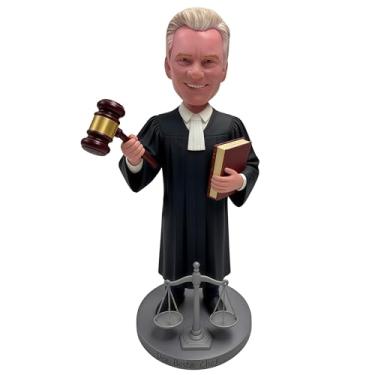Imagem de Estatueta personalizada de advogado que balança a cabeça - Estátua de advogado personalizada com martelo e livro de direito para advogado, juiz | Decoração de profissão jurídica personalizada