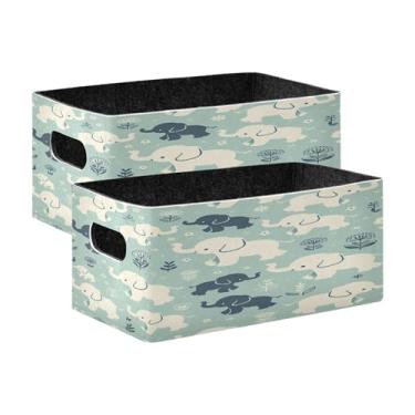 Imagem de Burbuja Caixa de armazenamento dobrável de elefante bebê com alças – Caixa de armazenamento de feltro para organizar brinquedos, livros, maquiagem, panos, meias em prateleira, armário, quarto, 2