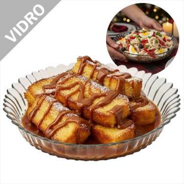 Imagem de Prato Centro De Mesa Vidro 30cm Borda Linha Diazão Travessa Redonda Fu