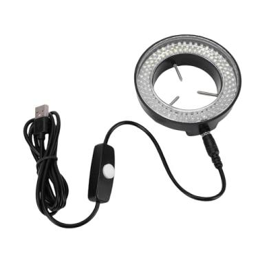 Imagem de Serounder Anel de Luz LED para Microscópio, 144LED Alimentado por USB 45000LX Iluminação Brilhante para Microscópios Estéreo Design Compacto ABS Ajustável para Engenharia de Pesquisa de