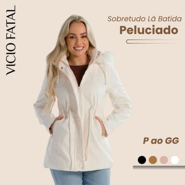 Imagem de Sobretudo Feminino Lã Batida Forro Peluciado - Inverno Aconchegante Elegante Forrado-Feminino