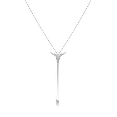 Imagem de NEPULOY Colar de vaqueira ocidental para mulheres - Lariat corrente longa chapéu touro Y colares, acessórios de gravata bolo de caubói modernos presentes de joias country ocidentais, Latão, Sem Pedra