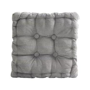 Imagem de Ｂｅｓｇａ Almofada de assento em formato de biscoito, almofada de chão quadrada, macia e confortável para meditação, ideal para decoração de escritório, quarto, Cinza Claro