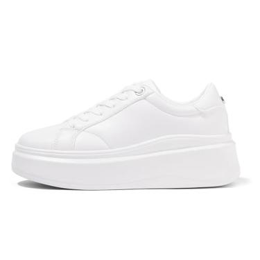 Imagem de LUCKY STEP Tênis Plataforma Feminino Clássico de Tênis Casual para Caminhada Sola Baixa (Branco, 10US-39BR-26MX)