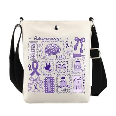 Imagem de VAMSII Bolsa transversal com fita roxa Guerreiro da epilepsia presente para o mês de conscientização da epilepsia, Usepilepsycross