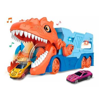 Imagem de Caminhão de Transporte Dino Parking Lot com Acessórios e 2 Carrinhos L
