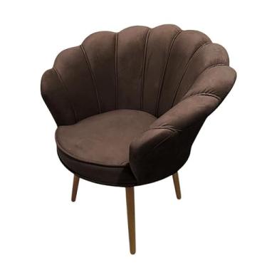 Imagem de Poltrona Decorativa Pétala Luxo em Tecido Veludo com Pés Palito para Sala Quarto e Recepção - Conforto e Sofisticação (Marrom)