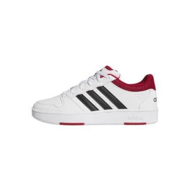 Imagem de adidas Tênis masculino clássico Hoops, Branco/Team Victory vermelho/preto, 39