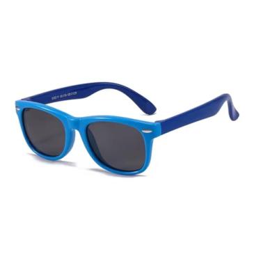 Imagem de Óculos de Sol Esportivo Retangular Infantil com Lentes Polarizadas - Proteção UV400 - Kranndom (Azul)