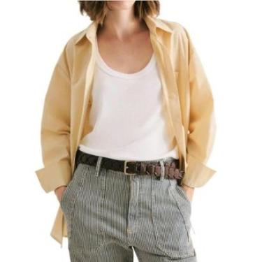 Imagem de Camisa Feminina Hering ML Oversized Amarela - K6BV9ASI-Feminino