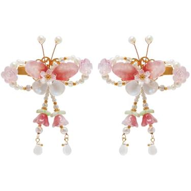 Imagem de Um par de grampos de cabelo de casamento, presilhas de cabelo de cristal feitas à mão com design floral, presilhas de pérolas, clipes de flores de strass, acessórios de cabelo para mulheres e meninas