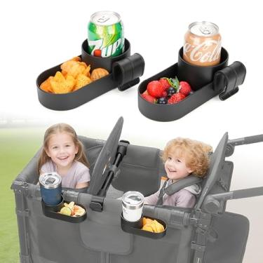 Imagem de Pacote com 2 bandejas de lanche para carrinho com porta-copos à prova de derramamento – Compatível com WONDERFOLD W2 e 4 Elite (2 e 4 assentos) | Bandeja para lanches e bebidas infantis, removível